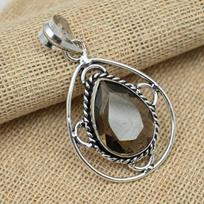 Smoky Topaz Gemstone 925 Sterling Silver Dainty Pendant Handmade Jewelry For Women 2.16 Inches ruda