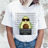 Avocado Kawaii Harajuku T-Shirt Women Ullzang Vagan T-Shirt Funny Cartoon 90s Korean Style Tshirt S balta