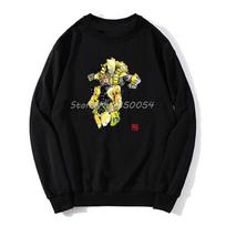 Printed Camiseta Yellow Jojos Bizarre Adventure Za Warudo Sumie Unisex's Hoodie Spring Autumn Unisex Pullover Sweatshirts Harajuku L black