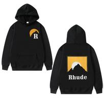 American Tide Brand Classic Sunset Theme Printed Sweater for Men and Women Lovers High Street Loose Hoodie XXL