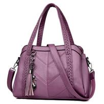Fashion Shoulder Bag for Women Messenger Bag Ladies Retro PU Leather Handbag Purse with Tassels vyno raudonos spalvos
