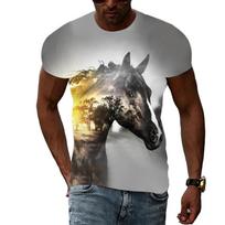 Nauji 3D gyvūno žirgo grafiniai marškinėliai vyrams Vasariniai Laisvalaikio Hip Hop harajuku stiliaus marškinėliai Madingi spausdinti trendyol vyrų parduotuvė 6XL gray