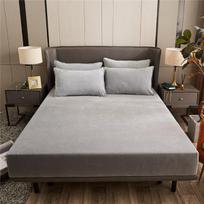 Geros kokybės rudens žiemos šiltas krištolinis aksominis čiužinio užvalkalas, tankus itin minkštas koralų vilnos čiužinio apsaugas, pritaikytas patalynei Bed sheet (90x200x25cm) sidabro pilka spalva