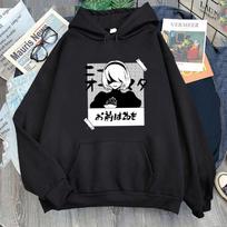 Anime NieR Automata Ver1.1a 2B Spausdinti Džemperiai su gobtuvu Moteriškas Džemperis Apvalia iškirpte Unisex Ilgomis rankovėmis Puloveris Viršus Kasdieninė Gatvės mada L