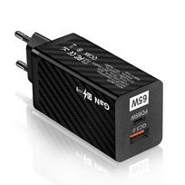 USB įkroviklis 65 W GaN Type C PD greito įkrovimo QC 3.0 4.0 nešiojamasis telefono adapteris nešiojamam išmaniajam telefonui juoda