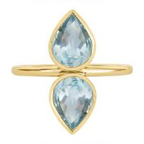 Blue Topaz Pear Gemstone Solid 925 Sterling Silver Ring, Handmade Ring, Stacking Ring, Yellow Gold Ring 6