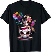 Zero Given Sugar Skull Rainbow Sunflower T-Shirt Unisex Women Summer Casual Cotton Tees Tops 4XL