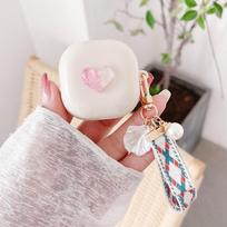 Love Heart Strap Beige ausinių dėklas, skirtas Samsung Galaxy Buds 2 Pro Live Dėklas, skirtas Galaxy Buds2 Pro Cover Fundas visiška apsauga su apyranke for Galaxy Buds 2 Pro gray