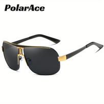 PolarAce Unisex Poliarizuoti Lydinio Kvadratiniai Dideli Rėmeliai Saulės Akiniai Dviračių Akiniai, UV400 juoda