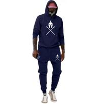 Vyriški rinkiniai Laisvalaikio kostiumai Rudens nauji Hip Hop Gatvės drabužiai Spausdinti plius Fleece Mada Hoody Vyriški megztiniai Megztiniai Sportiniai kelnės L black