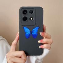 Dėklas, skirtas Itel S23 Plus A60s A05S Infinix Hot 30 Play 30i Tecno Pova 4 5 Pro Cover Butterfly saulėgrąžų matinis kvadratinis minkštas silikoninis smūgiams atsparus buferis Infinix GT 10 Pro black