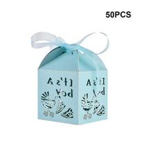 50PCS Baby Shower Party Candy Box Wedding Home Decoration Gift Box girl white