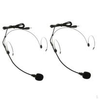 2Pack 3.5mm Double Earhook Telescopic Headworn Microphone MIC For System