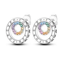 925 Silver Heart Pink Tulip Flower Stud Earrings Blue Zircon Cute Lovely Stars Small Earrings For Women Wedding Silver Jewelry balta