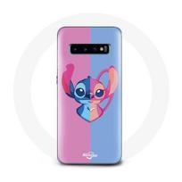 Coque - Samsung - Galaxy S10 Plus - Souple - Stitch et Angel - Protection Bleu Rose rožinė