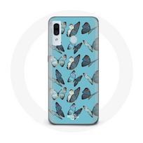 Coque pour samsung galaxy A40 Papillons Fond Bleu