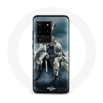 Case - Vikings - Samsung Galaxy S20 Ultra - Soft - Grey - Ragnar Lothbrok logo V Sword pilka