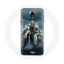 Coque pour Samsung Galaxy J5 2017 Vikings Série Saison 6 Ragnar Lothbrok logo V Epée Gris Fond Broui