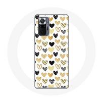 Coque pour Xiaomi Redmi Note 10 Pro Fond de texture abstraite coeurs noir jaune et gris