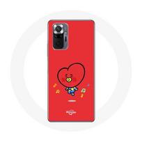 Coque pour Xiaomi Redmi Note 10 Pro Bangtan Garçons BT21 TATA V Fond Rouge raudona