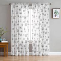 Rankomis pieštos kiaulpienių augalo tiulio užuolaidos svetainei Permatomos užuolaidos miegamojo virtuvei žaliuzės Voile užuolaidos 135W x 114H(cm) white