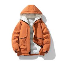 Winter New Arrive Thick Warm Solid Color Padded Jacket Men Women Oversized Streetwear Filling Jacket Trendy Men Coat M oranžinė
