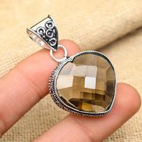 Astonishing Smoky Topaz Gemstone Handmade 925 Solid Sterling Silver Jewelry Pendant For Her 1.80 Inches ruda