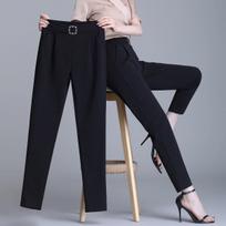 Elegantiškos aukštu juosmeniu elastingos haremo kelnės moterims važinėjančios kasdienės kaprio kelnės Madingos vienspalvės kišenės, juostos kelnės 4XL 2XL juoda