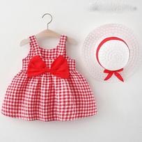 Children Dress Spring Summer Sling Kids Clothing Baby Girls Clothing Printing Sleeveless A-line Pleated Floral Dress Girl 120 red