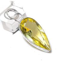 Natural Lemon Topaz Gemstone Handmade 925 Sterling Silver Pendant 1.85  r0i16
