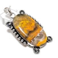 Natural Bumblebee Jasper Handmade 925 Sterling Silver Jewelry Pendant 2.44  h6Y25 orange