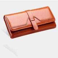 Moteriškos vintažinės ilgos piniginės Paprastas universalus mobiliojo telefono krepšys, vienspalvis, didelės talpos laisvalaikio piniginė 19*10*2.5cm oranžinė