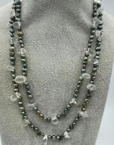 Fashionable and trendy handcrafted unshaped original lime green two sided Baroque freshwater pearl necklace 40 inches