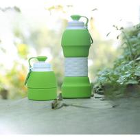 Silikoninis sportinis virdulys Lauko alpinizmo kelioninis teleskopinis puodelis Didelės talpos sulankstomas puodelis 580ml žalia