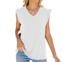 Spring and Summer Models Ladies Fashion V-neck Loose Sleeveless Vest Casual Solid Colour T-shirt Tops Women XXL balta