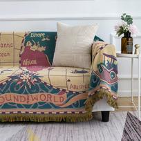 Countryside Double-sided Thickened Four-season Suitable Sofa Cushion Map Sofa Cover Camping Blanket 130*180cm