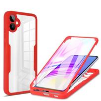 360 skaidrus dvigubas minkštas silikoninis dėklas, skirtas Samsung Galaxy S24 S23 A05S A55 A54 A53 A04S Xiaomi Redmi Note 13 iPhone 15 14 13 12 Pro Max priekinis galinis dangtelis For Samsung Galaxy A05 raudona