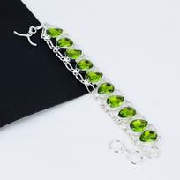 Peridot apyrankė Žalia Peridot Gemstone rankų darbo 925 sterlingų sidabrinė apyrankė Žalia Peridot apyrankė dovanai Boho Unisex apyrankė jai 8 žalia
