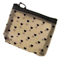 Zipper Mesh Heart Makeup Bag Cute Cosmetic Bag Toiletry Makeup Pouch Portable Travel Pouch S juoda