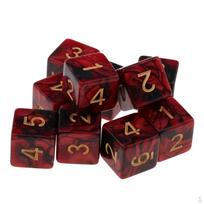 10 Pieces Multi-sided Set with D6 RPG Role-playing Game Red+Black