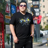 260 Pounds of Fat Man Tide Men's Fat Plus Size Summer Thin Section of Ice Silk Cotton Fashion Short-sleeved T-shirt Fat Bottoming Shirt 2XL juoda