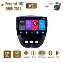 2 Din Android Car Radio Multimedia Video Player Peugeot 107 Toyota Aygo Citroen C1 2005-2014 Navigation GPS WIFI Head Unit 1+16GB 1+16GB