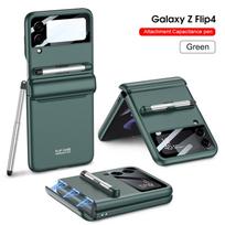 With S Pen Magnetic Hinge Cover For Samsung Galaxy Z Flip 4 5G Case Built-in Screen Protector Shockproof Phone Case Coque Fundas For Z Flip 4 5G