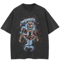 Streetwear Juokingas Kaukolės Grafikos Unisex Marškinėliai Medvilniniai Skalauti Juodi Marškinėliai Unisex Viršutiniai Drabužiai Marškinėliai Vasariniai Trumpomis Rankovėmis Marškinėliai XXL juoda