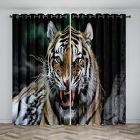 Leopard Tiger Wolf Lion Luxury 3D Digital Printing Thin Window Curtains For Kids Bedroom Living Room Cupboard Door 2 Panels W50H60(CM)x2PCS&Hook gray