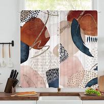 Mid-Century Modern Sunrise Mountain Printed Pattern Window Draperies & Curtains for Sliding Glass Door Home Office Decor 100W160H(CM)40x63in&Hook