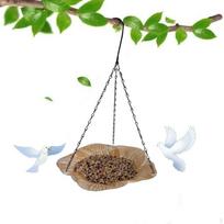 Hanging Bird Feeder Food Container Bath Floral Decor Sturdy Garden Decoration Iron for juoda
