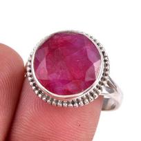 Red Ruby(Simulated) Gemstone Handmade 925 Sterling Silver Gift Ring S.9.5 D0r83