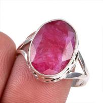 Red Ruby(Simulated) Gemstone Handmade 925 Sterling Silver Gift Ring S.9.5 Z9g27
