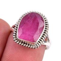 Red Ruby(Simulated) Gemstone Handmade 925 Sterling Silver Gift Ring S.6.5 t1o78